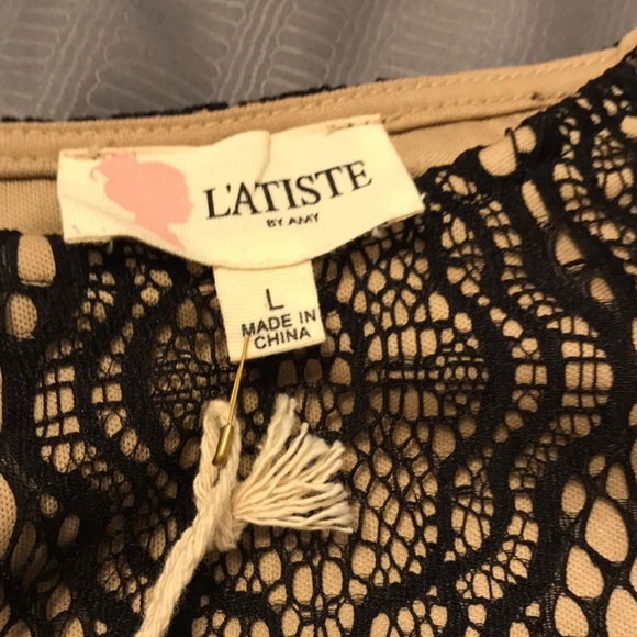 NWT L’ATISTE Black Lace Mini Match Set Top & Mini Skirt (Top L, Bottom S) - Picture 5 of 8